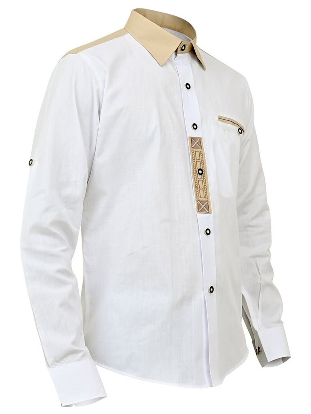 Men’s Bavarian Oktoberfest Shirt White  Traditional Embroidery Design